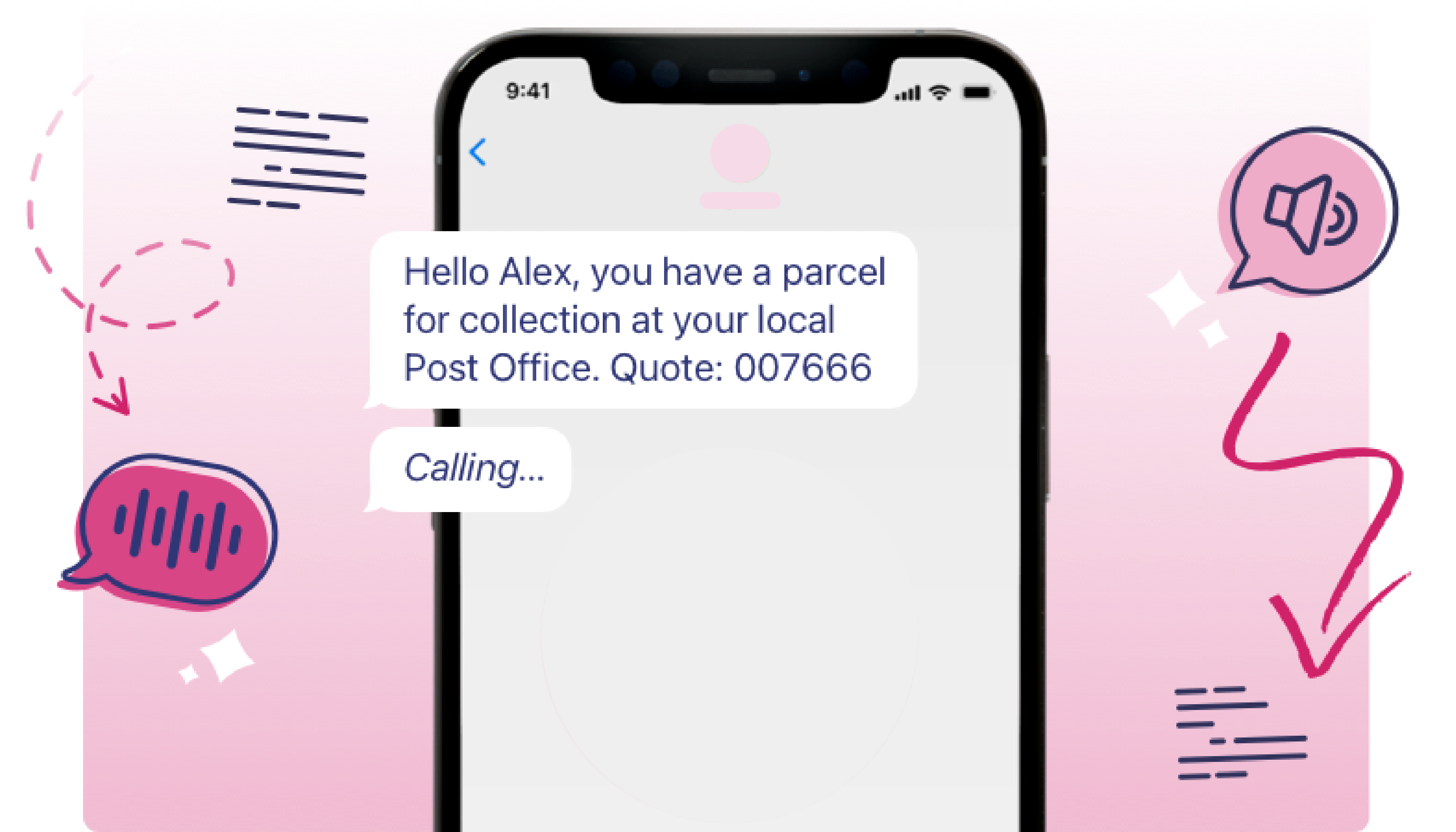 Voice Call Example for Parcel Collection Notification