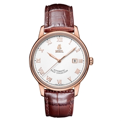 Borel Yally Collection Simple Design White Dial Men's Automatic Watch GGR5680N-432BR