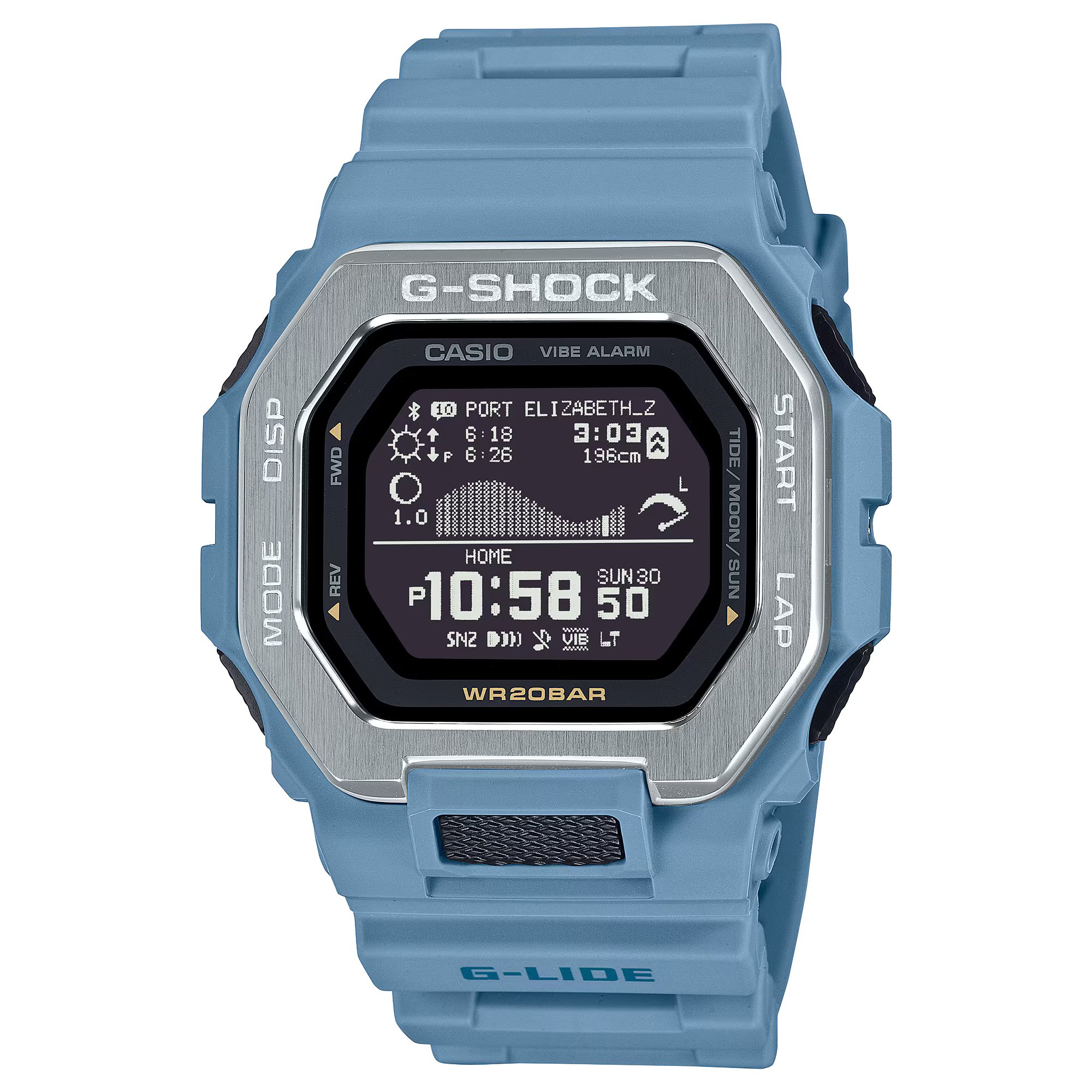 Casio G-SHOCK G-LIDE GBX-100 系列海洋藍色衝浪藍牙潮汐月相功能手錶 GBX-100-2A
