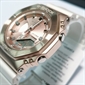 Casio G-SHOCK 奢華桃紅金色錶圈白色珠光錶帶指針數碼女士手錶 GM-S2100CW-7A