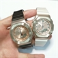 Casio G-SHOCK 奢华桃红金色表圈棕色珠光表带指针数码女士手表 GM-S2100CB-5A