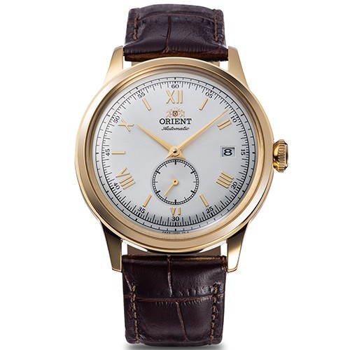 Orient Bambino 經典復古銀色太陽紋錶盤男士機械手錶 RA-AP0106S30B