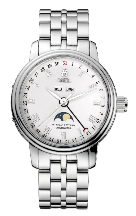 Borel依波路爵士系列銀白色錶盤月相功能男士自動機械手錶 GS7150-2232#