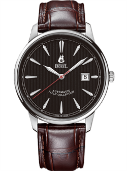 Borel 依波路雅麗系列黑色錶盤棕色真皮錶帶女士自動機械手錶 LS5680-55121BR
