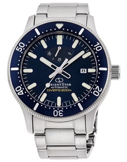 Orient 東方之星Divers 系列200M潛水藍色錶盤不鏽鋼男士機械手錶 RE-AU0302L00B