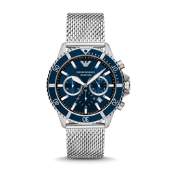 Emporio Armani 43.5mm Blue Dial Stainless Steel Quartz Men's Watch AR11587