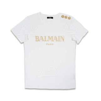 Balmain 白色 Metallic Logo T 恤