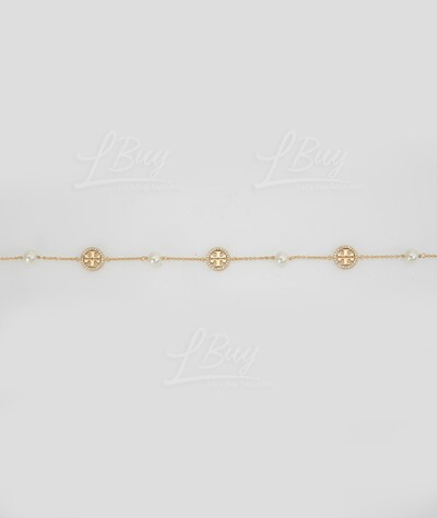 TORY BURCH-CRYSTAL PEARL LOGO Necklace