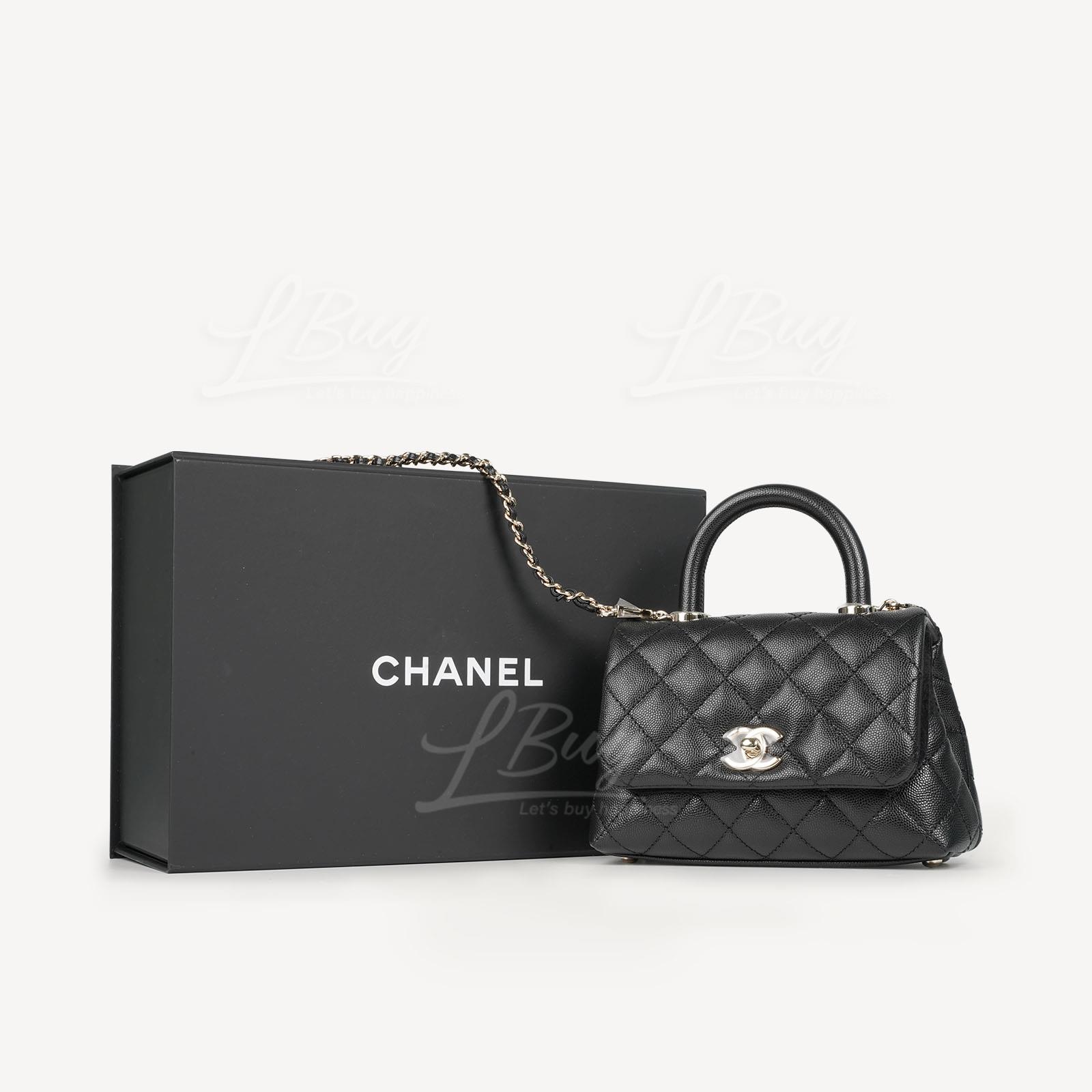 CHANEL-Chanel Rhinestone Handle Gold CC Logo 18cm Black Flap ...