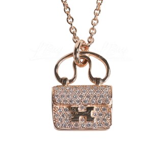 Hermes Constance Amulette Pendant 玫瑰金鑽石項鏈 65顆鑽石 0.29克拉