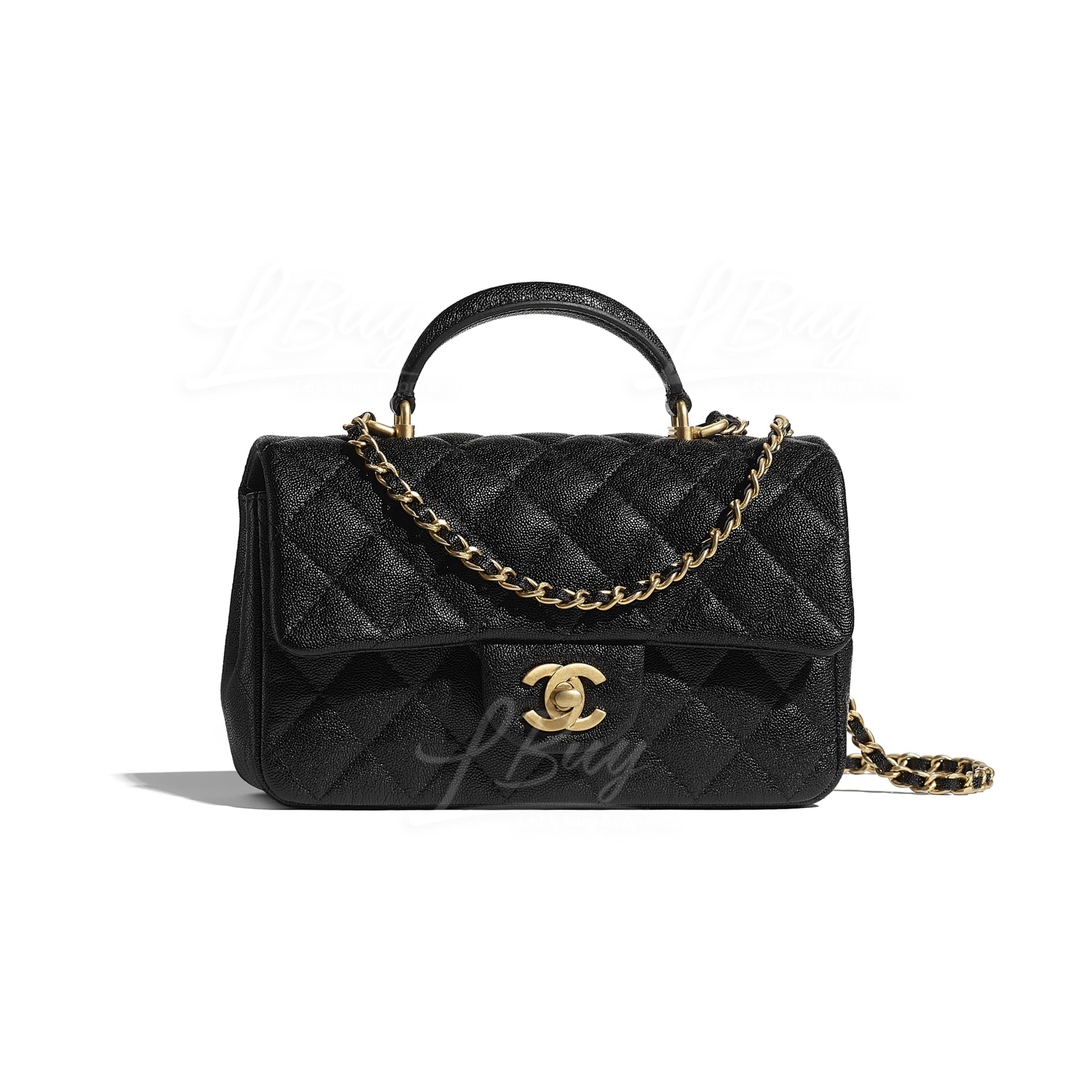 chanel flap bag with top handle black