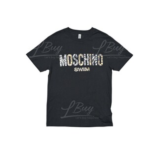 Moschino Swim 豹紋Logo 短袖T恤 黑色