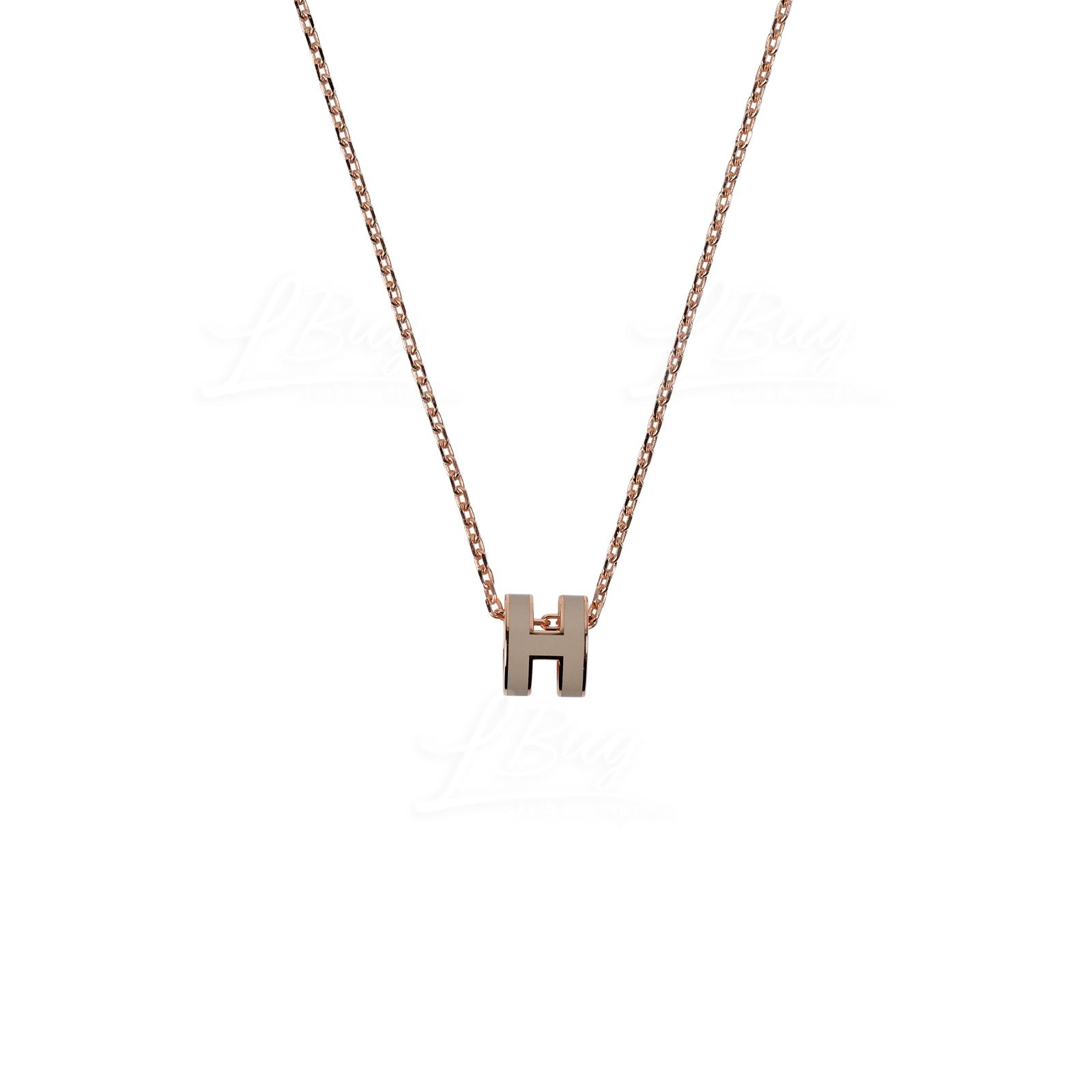 Hermes Mini Pop H Necklace 項鍊 奶茶灰配玫瑰金色