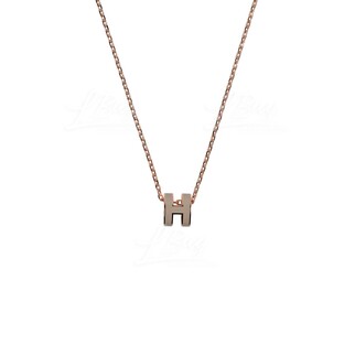 Hermes Mini Pop H Necklace 项链 奶茶灰配玫瑰金色