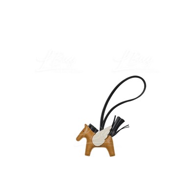 NEW HERMES Pegasus Rodeo Bag Charm Sesame Noir Nata MM size