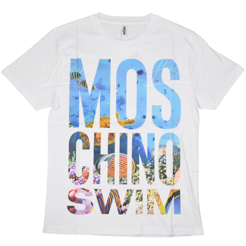 Moschino Swim 蓝色海洋Logo 短袖T恤 白色