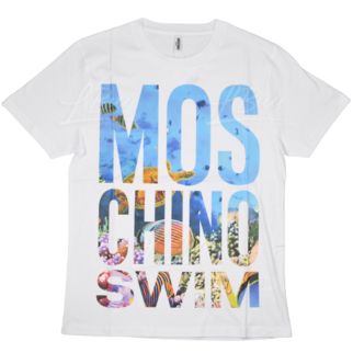 Moschino Underwear Blue Sea Logo Short Sleeve T-Shirt White