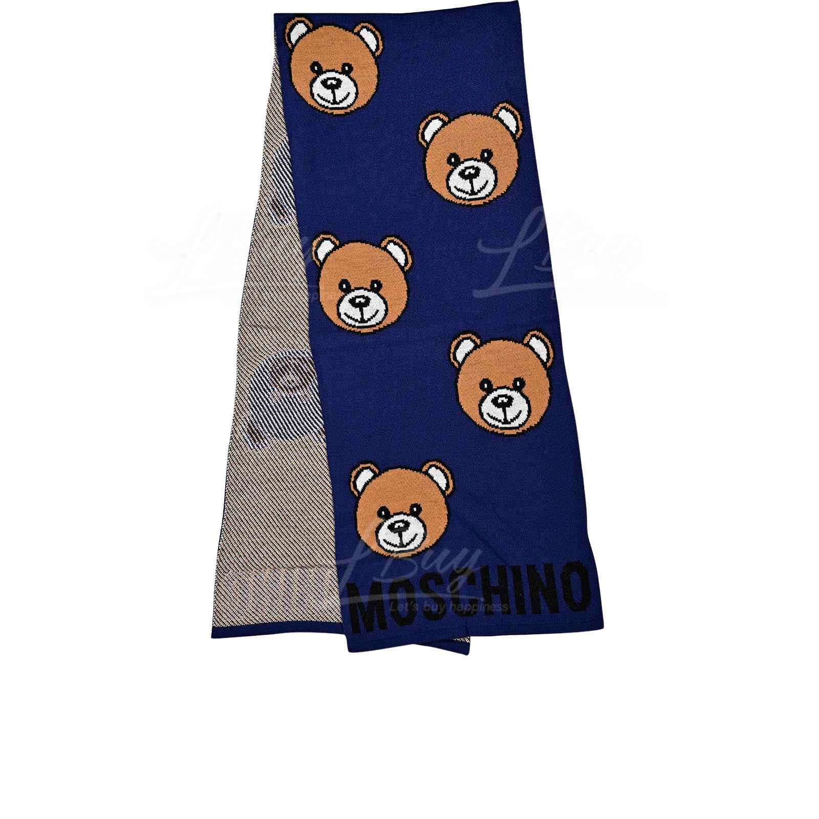 Moschino 泰迪熊藍色圍巾/頸巾