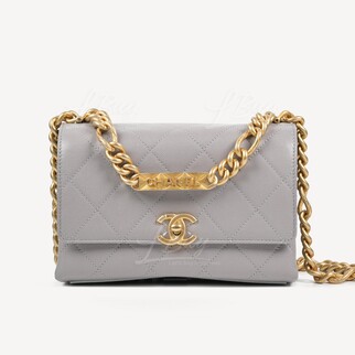 Chanel Metal Chain Grey Flap Bag