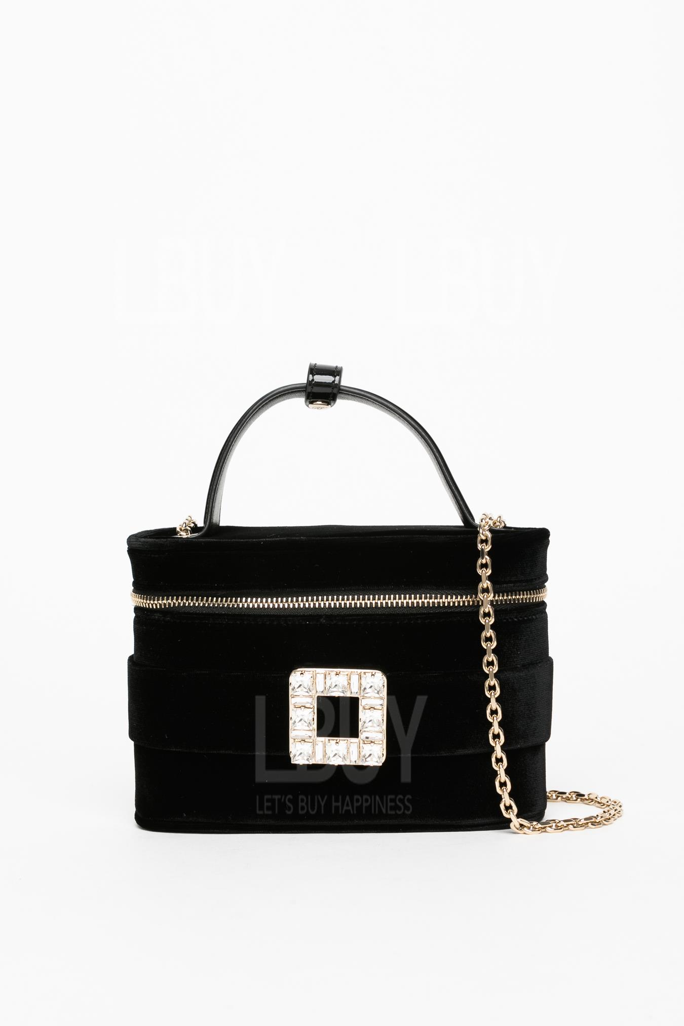Roger Vivier Vanity Strass Buckle Micro Bag In Velvet 鏈條袋/手提袋