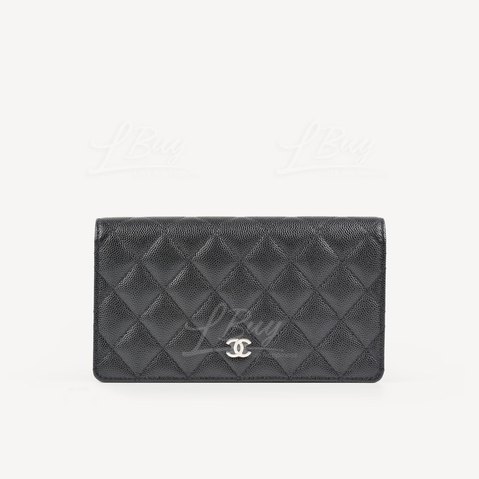 Chanel Classic Long Flap Card Slot Wallet Silver CC Logo AP0233