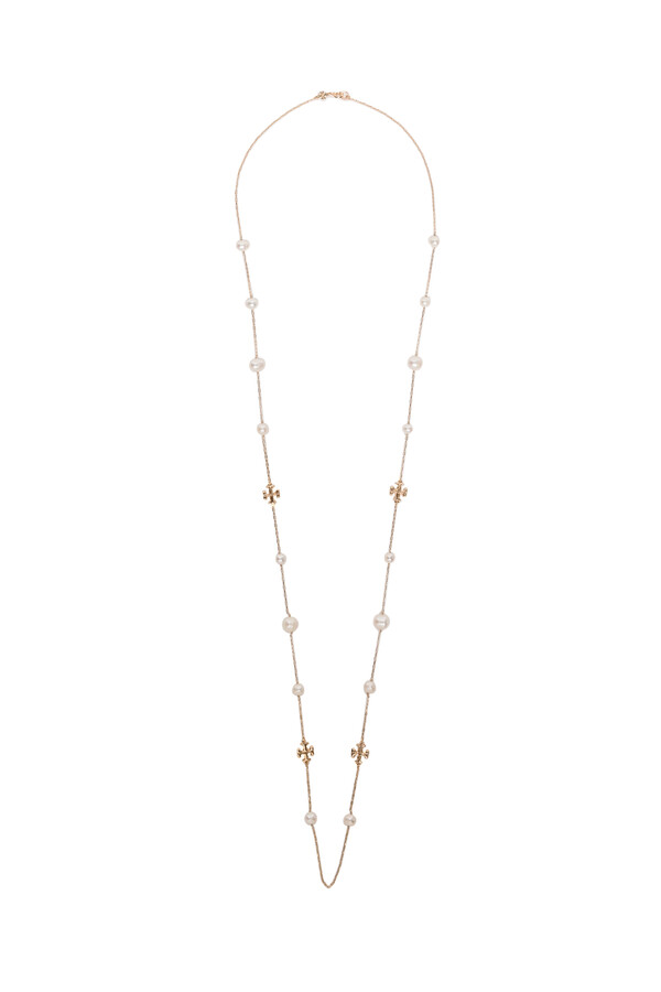 Buy Tory Burch Roxanne 18k-gold-plated & Glass Pearl Logo Pendant Necklace  - Gold Cream At 40% Off | Editorialist