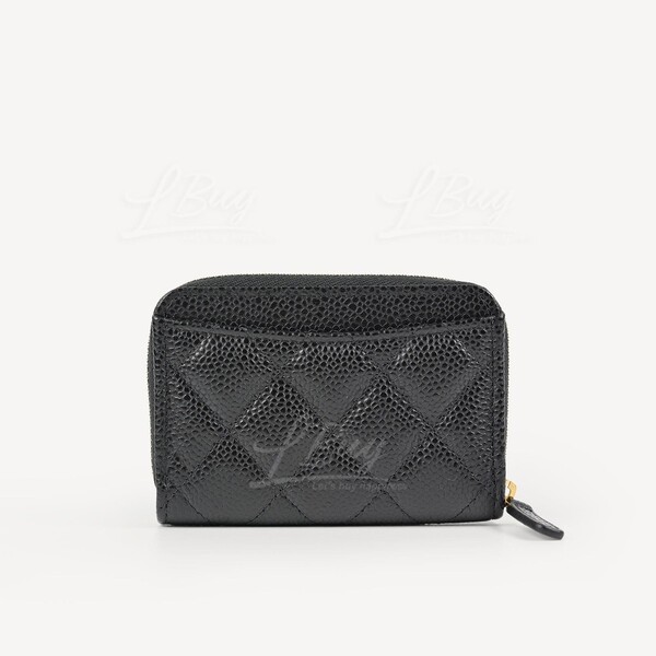 Chanel Classic Zip Around Card Holder Coin Purse Quilted Caviar
