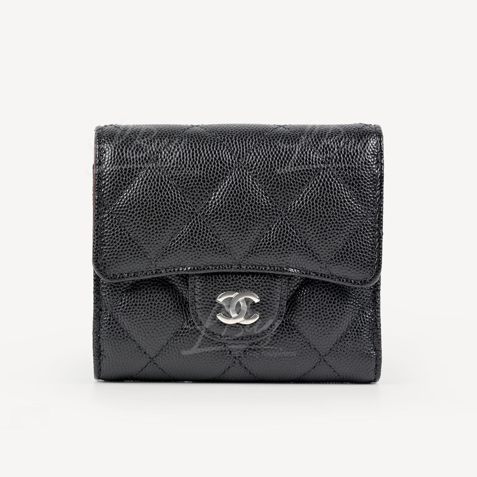 Chanel classic small drape wallet with silver buckle AP0712