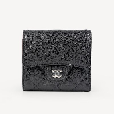 CHANEL-Chanel Classic Small Flap Wallet Silver CC Logo AP0712