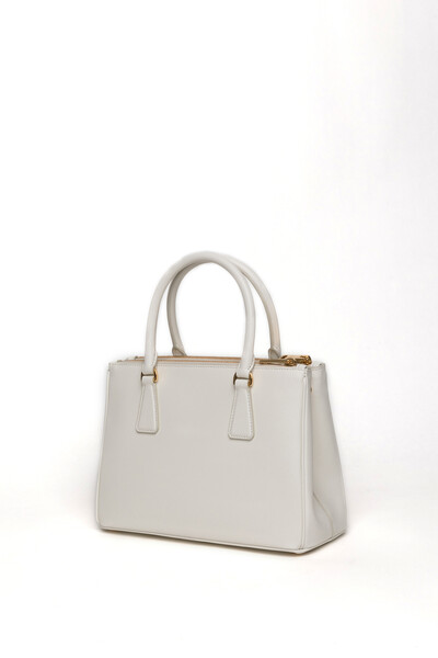 Prada White Galleria Saffiano Leather Medium Top Handle Shoulder