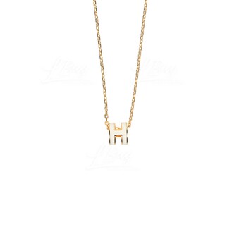 Hermes Mini Pop H Necklace White with Gold Hardware