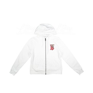 Burberry Monogram Motif Cotton Hooded Sweatshirt Jacket White