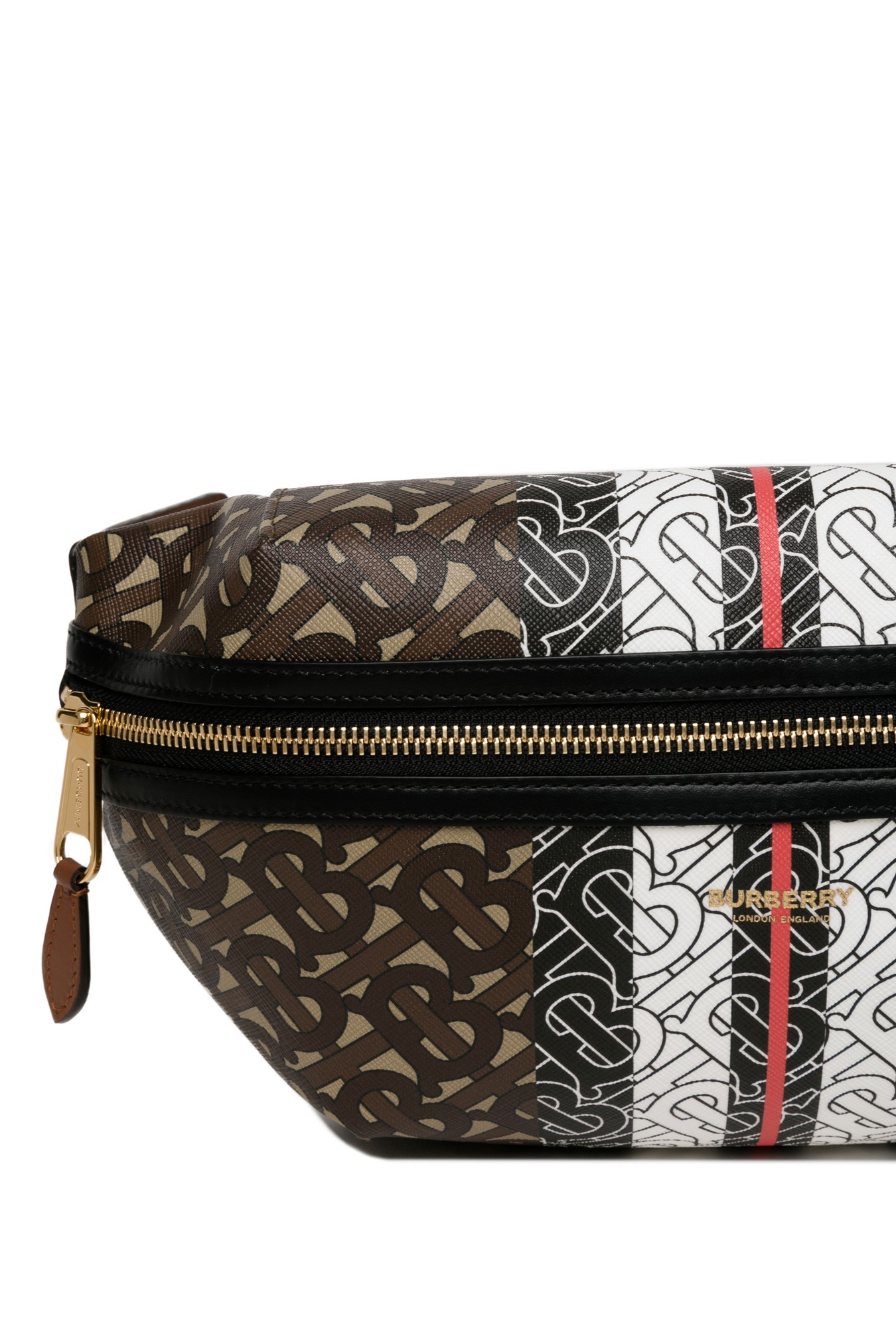 Burberry Medium Monogram Stripe E-canvas Bum Bag 8017212 Women,Men  Leather,Coated Canvas Fanny Pack,Sling Bag Black,Dark  Brown,Multi-color,White 