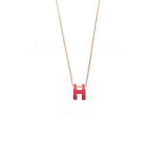 Hermes Pop H Necklace 項鍊 紅莓色配玫瑰鍍金