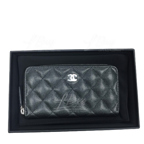 Chanel Classic Zip Around Wallet with Silver Buckle AP0226