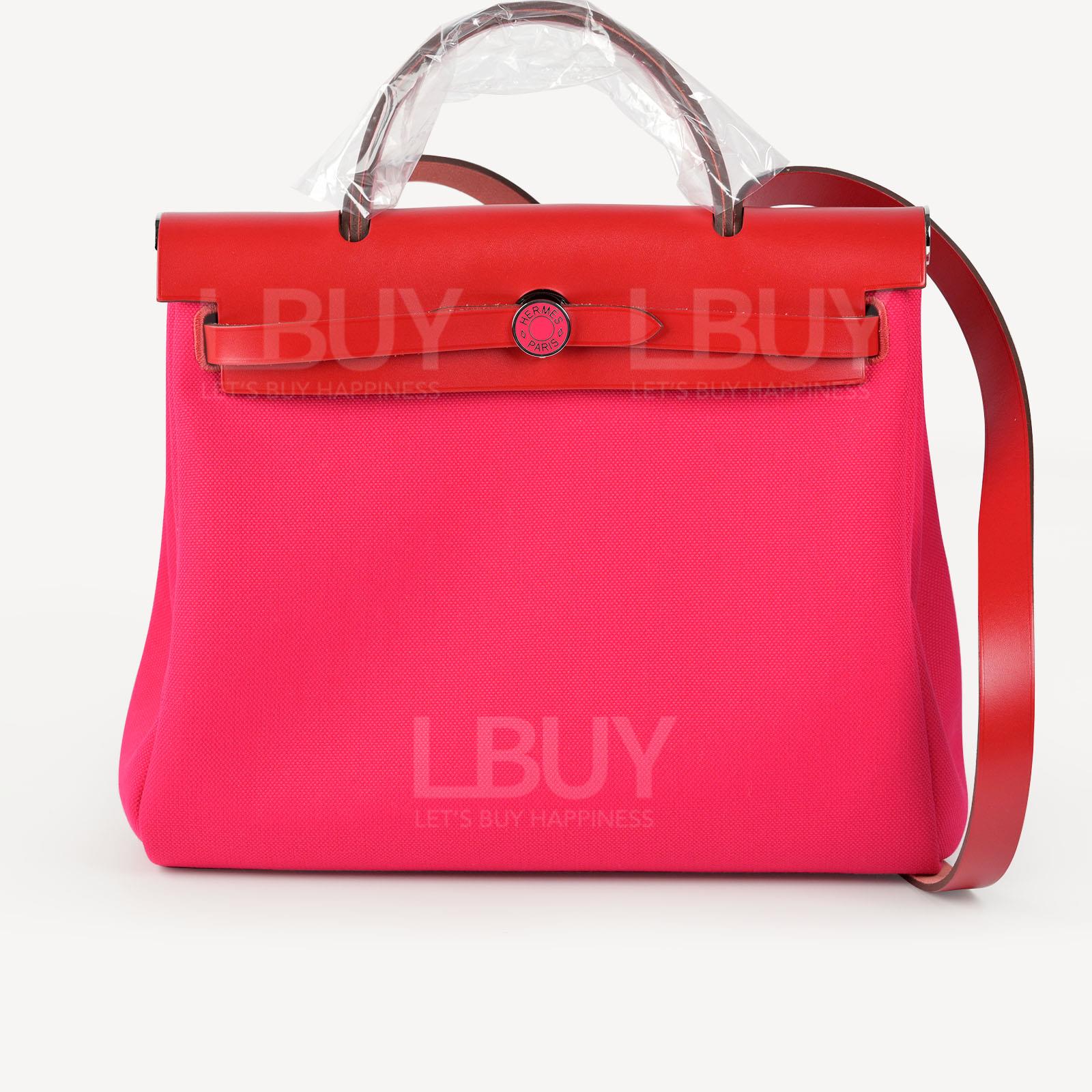 Hermes Herbag Zip 31 Retourne Laque Bag Rose Mexico; Rouge Piment phw