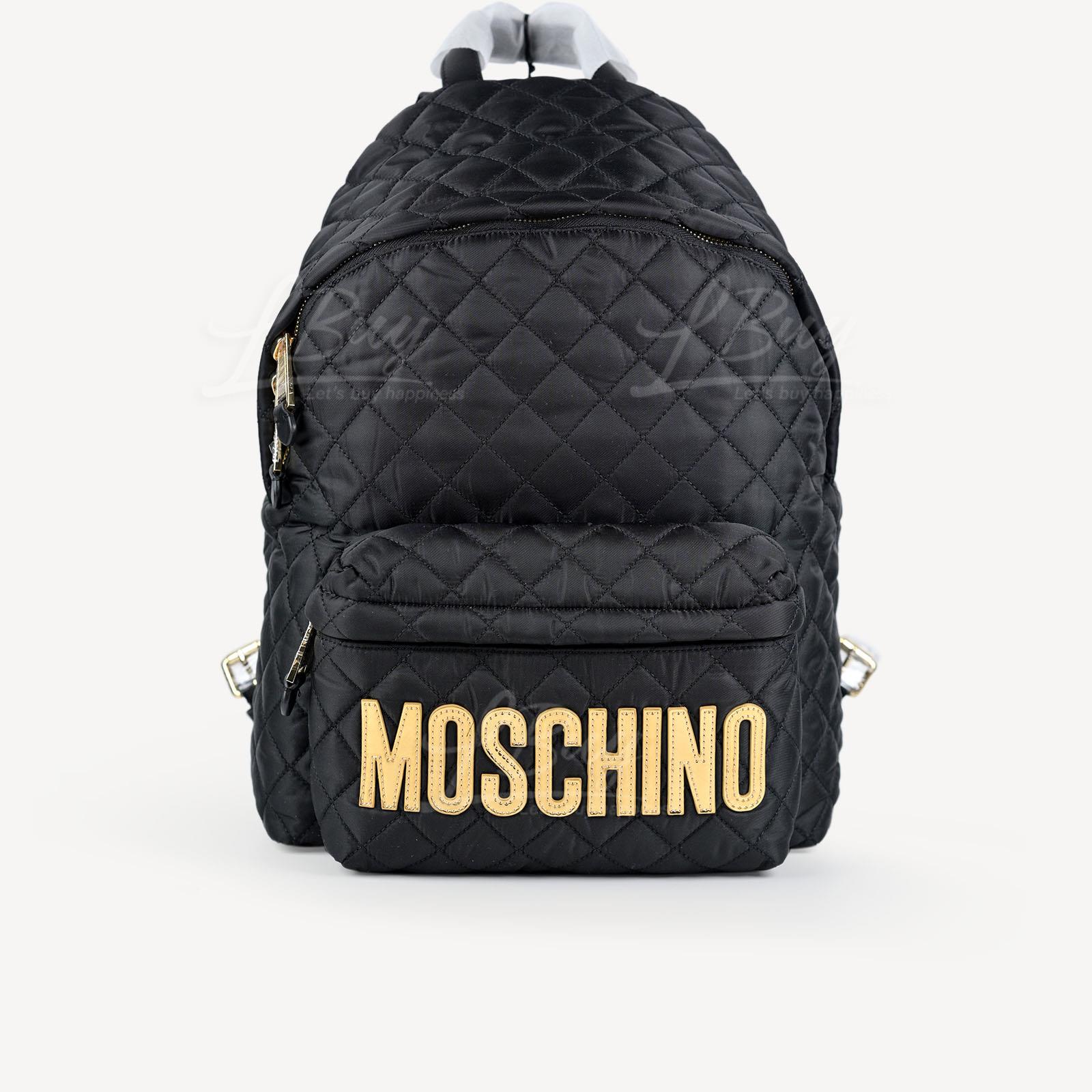 Moschino Gold Logo Black Large Backpack