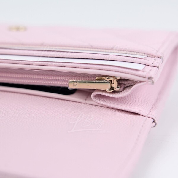 Classic long zipped wallet - Grained calfskin & gold-tone metal