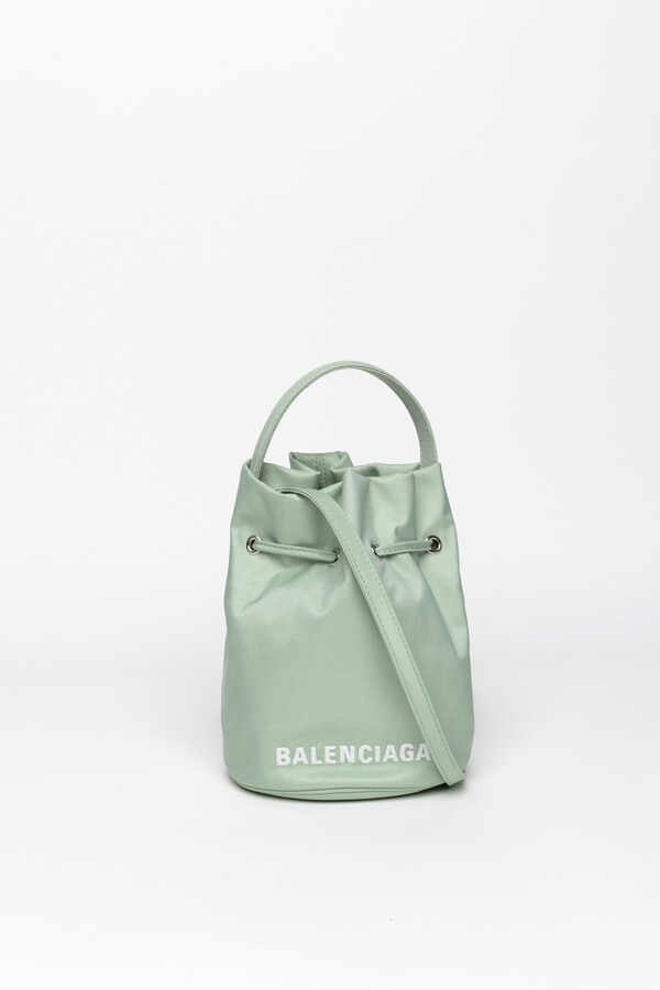 Balenciaga, Bags, Balenciaga Canvas Wheel Xs Drawstring Bucket Bag Handbag  Gray