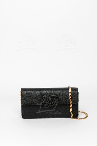 Vlogo Signature Grainy Calfskin Wallet With Chain for Woman in