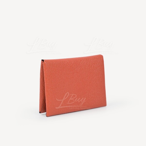 HERMÈS-Hermes Calvi Duo Compact Card Holder 6C Cuivre