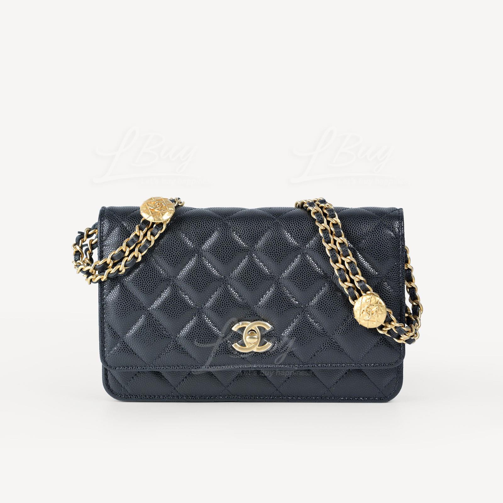 Chanel Gold Coin Chain Black Wallet on Chain AP2840
