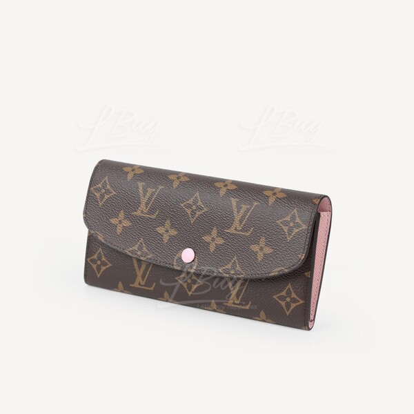 Louis Vuitton Portefeuille Emilie Wallet Monogram LV Brown Rose