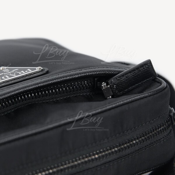 Prada Re Nylon and Saffiano Leather Shoulder Bag Black 2VH112-2DMH
