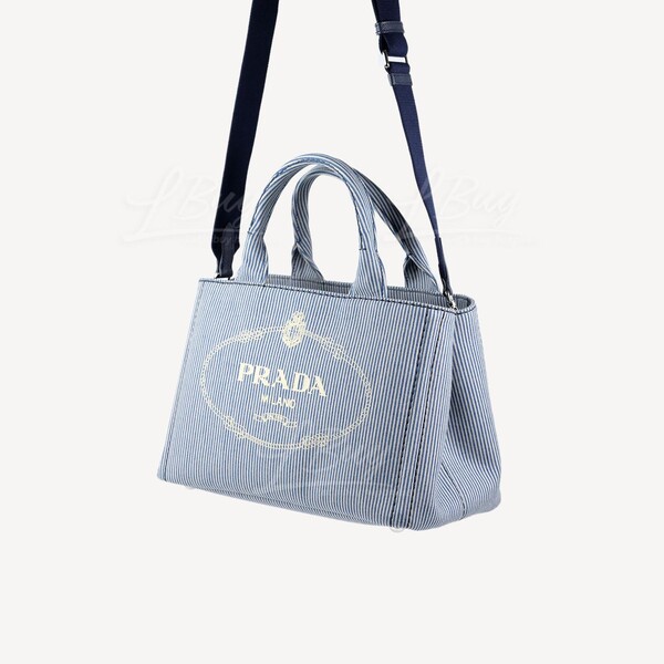 PRADA-Prada Denim Blue Stripe Tote Bag Shoulder Bag