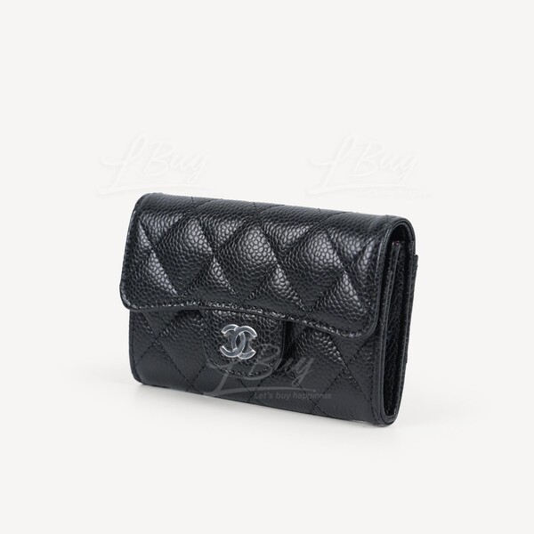 CHANEL-Chanel Classic Small Flap Wallet Card Holder Black with