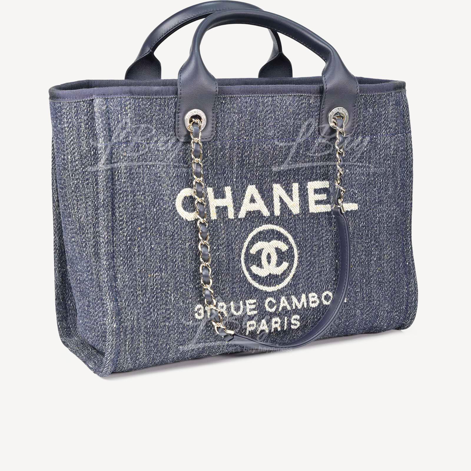 CHANEL-Chanel Deauville Large Denim Tote Bag Dark Blue A66941