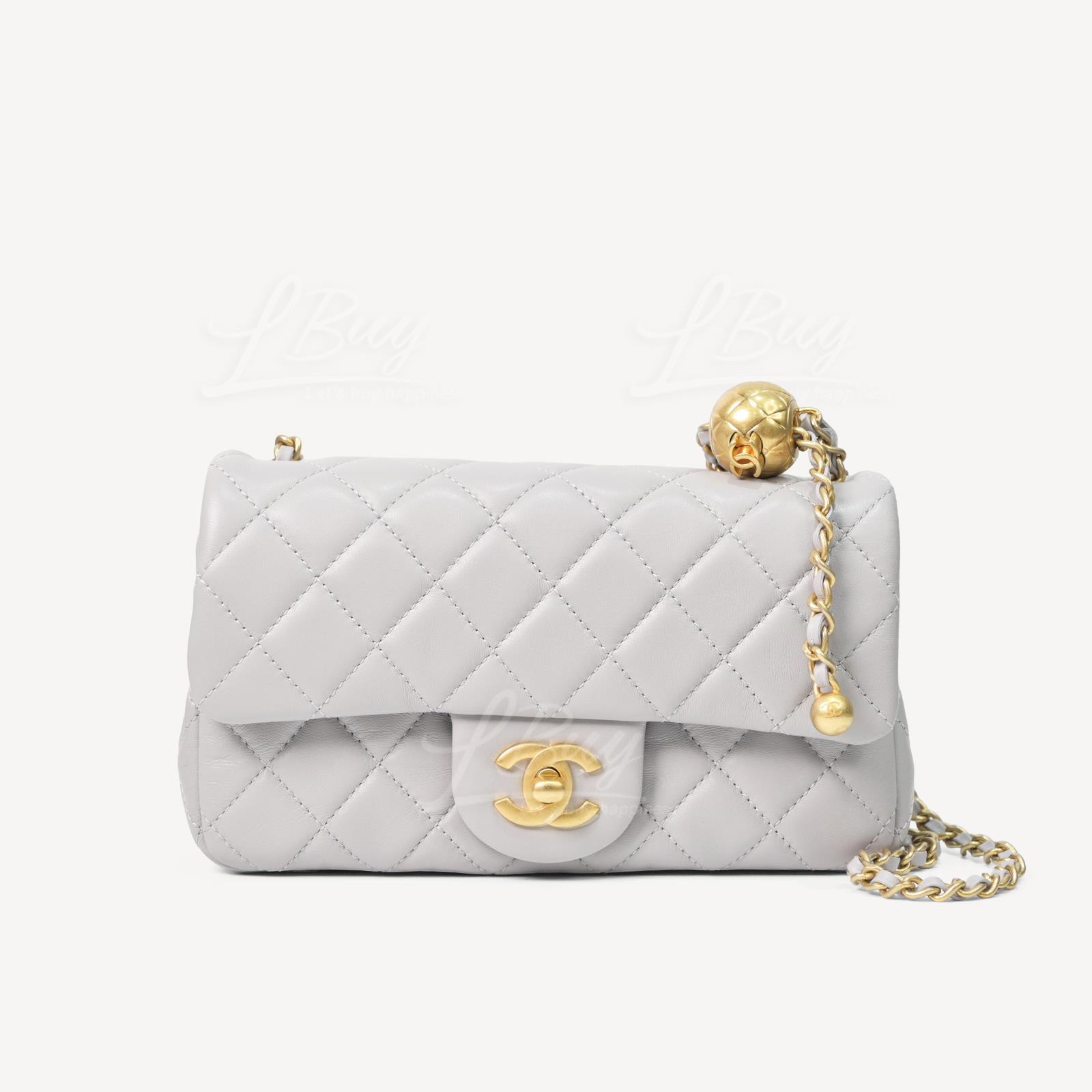 Chanel 小金球20cm 淺灰色垂蓋手袋 AS1787