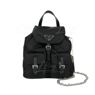 Prada Re-Nylon and Saffiano Leather Backpack Crossbody Black 1BH029