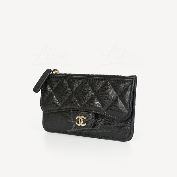 Chanel flap best sale zip card holder